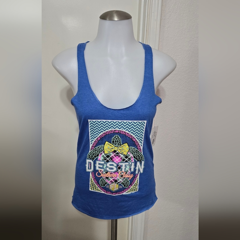 #943 Alvin's Island Blue Graphic Tank Top